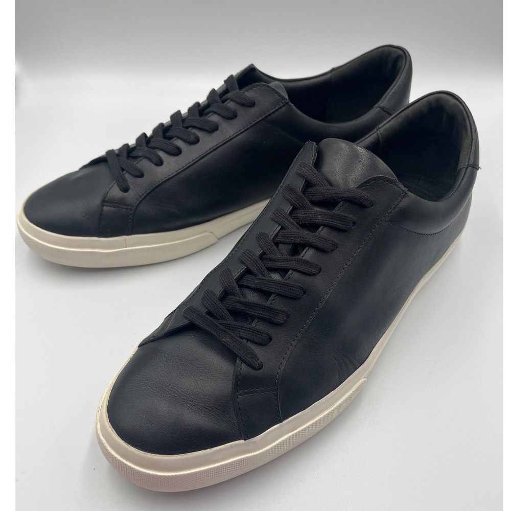 Vince Fulton Leather Sneakers Mens 13 Black Low Top Minimalist Luxury Shoes
